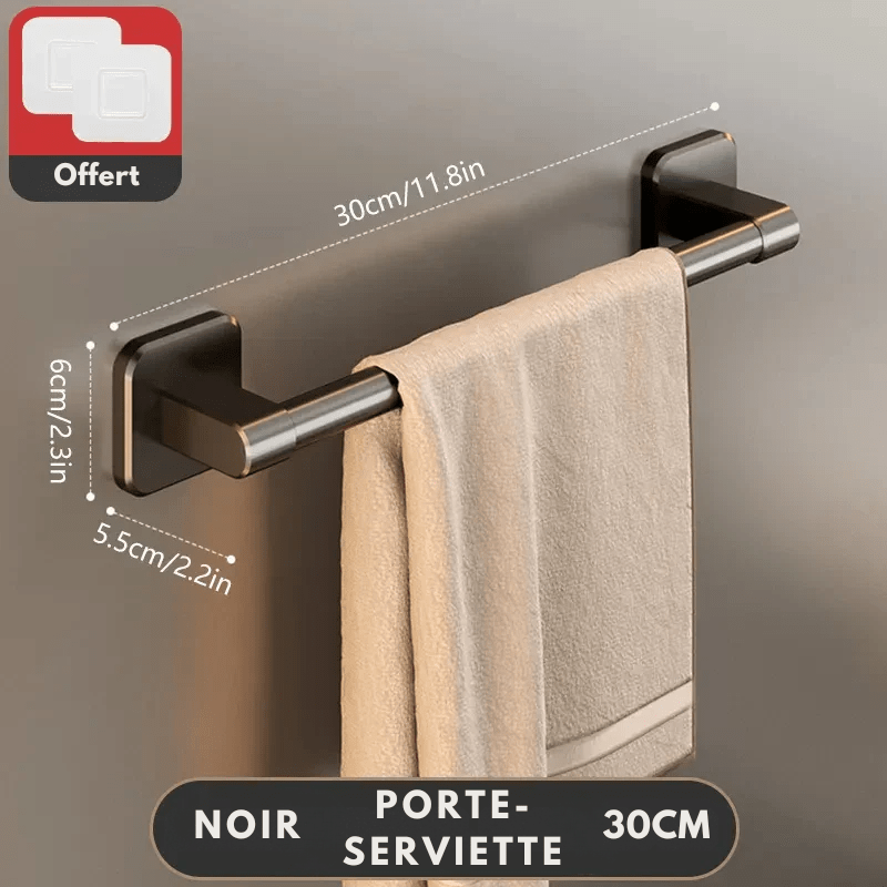 Porte - serviettes sans perçage – fixation adhésive avec ventouses puissantes - Focett