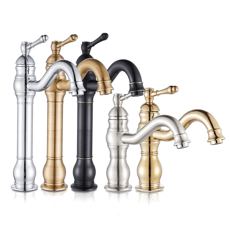 Mitigeur de salle de bain chrome vintage – jet cascade, poignée monocommande et installation facile - Focett