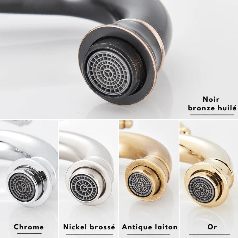 Mitigeur de salle de bain chrome vintage – jet cascade, poignée monocommande et installation facile - Focett