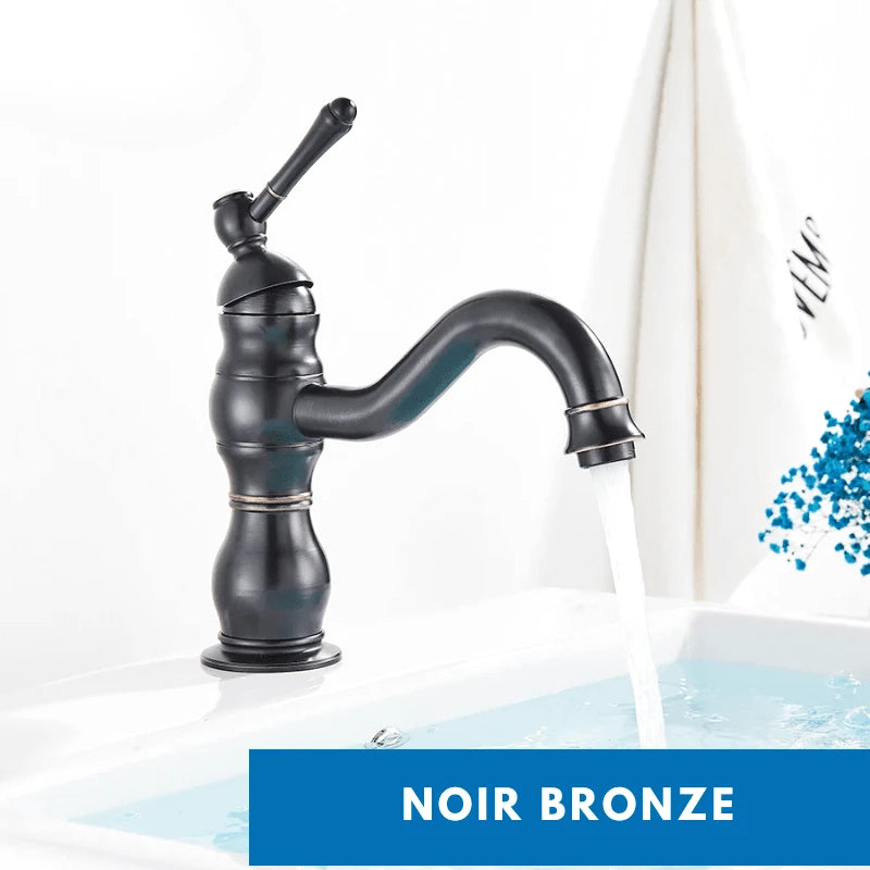 Robinet mitigeur de salle de bain chrome vintage – jet cascade, poignée monocommande et installation facile - Focett