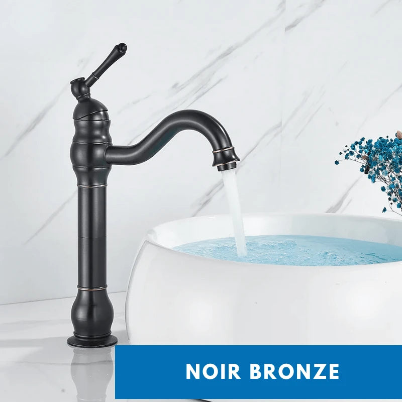 Robinet mitigeur de salle de bain chrome vintage – jet cascade, poignée monocommande et installation facile - Focett