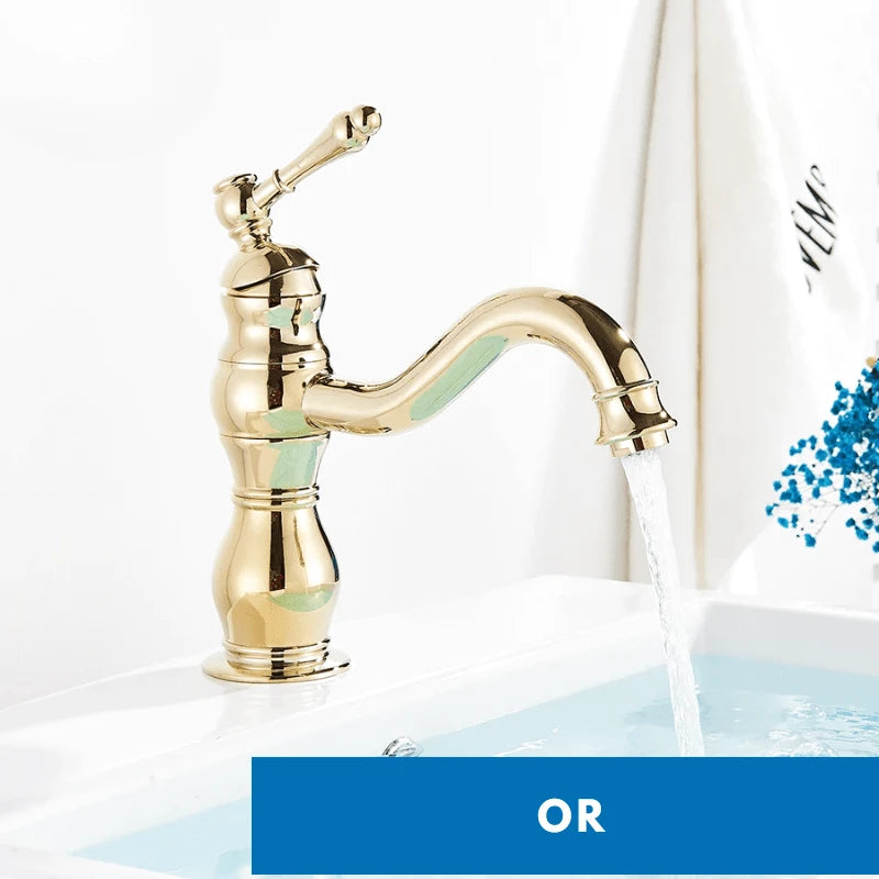 Mitigeur de salle de bain chrome vintage – jet cascade, poignée monocommande et installation facile - Focett