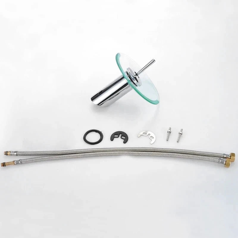 Mitigeur de lavabo noir cascade en verre – laiton massif, jet visuel apaisant et finition chromée brillante - Focett