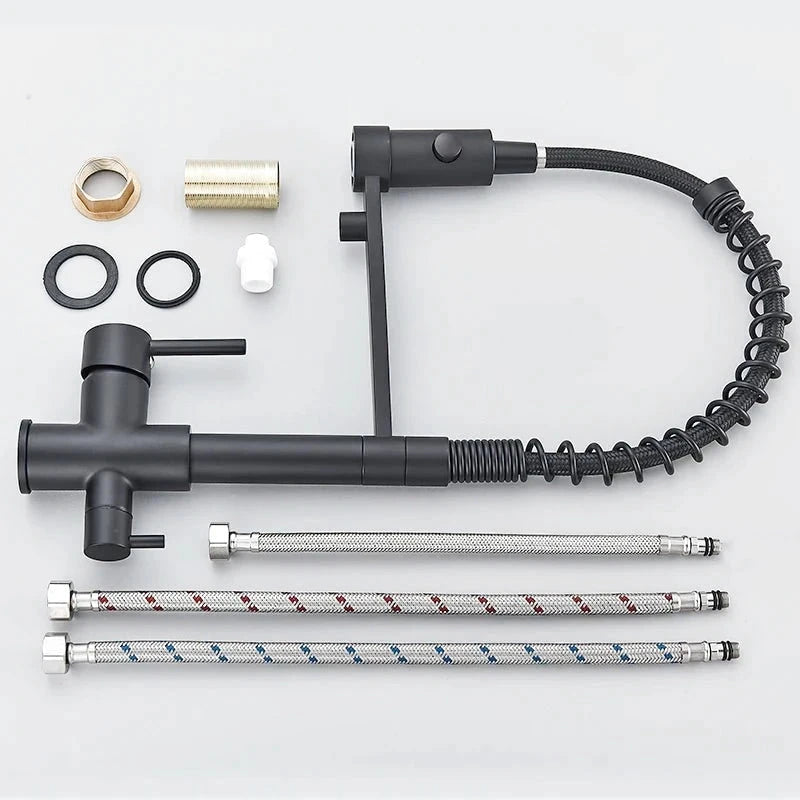 Mitigeur de cuisine noir mat avec bec orientable – Pour eau filtrée et rotation 360° - Focett