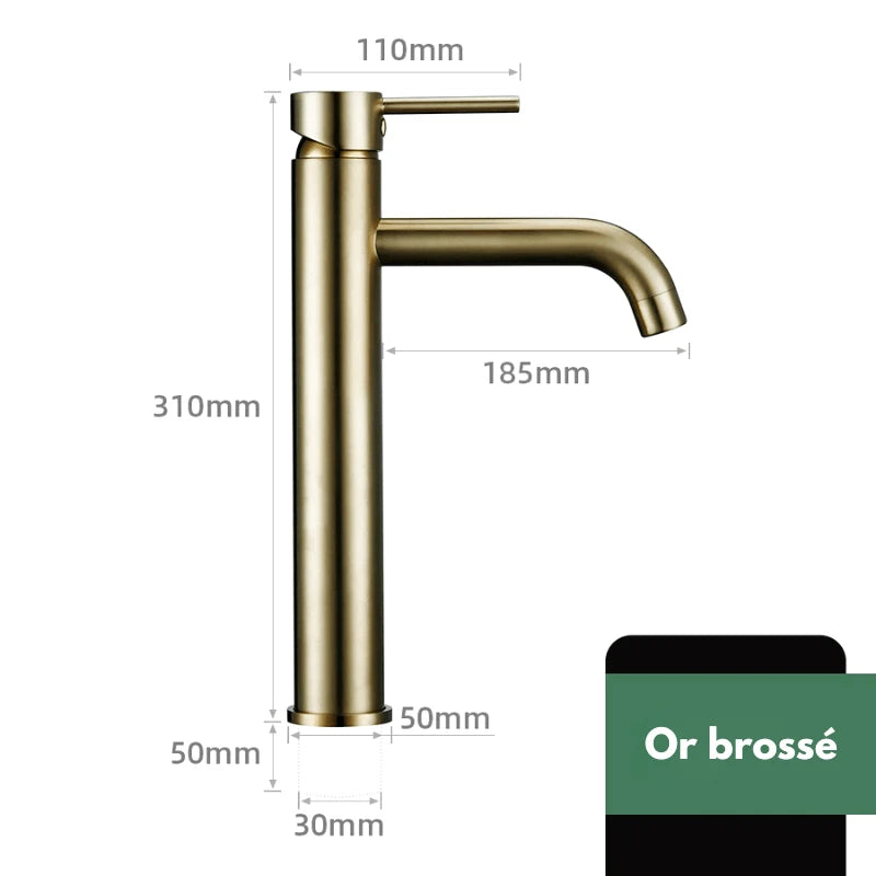 Mitigeur de lavabo en or – poignée ergonomique, installation facile et finition durable - Focett