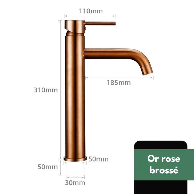 Mitigeur de lavabo en or – poignée ergonomique, installation facile et finition durable - Focett