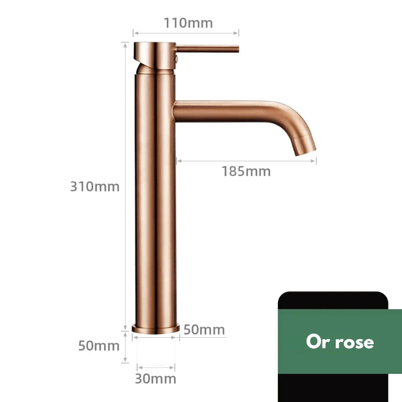Mitigeur de lavabo en or – poignée ergonomique, installation facile et finition durable - Focett