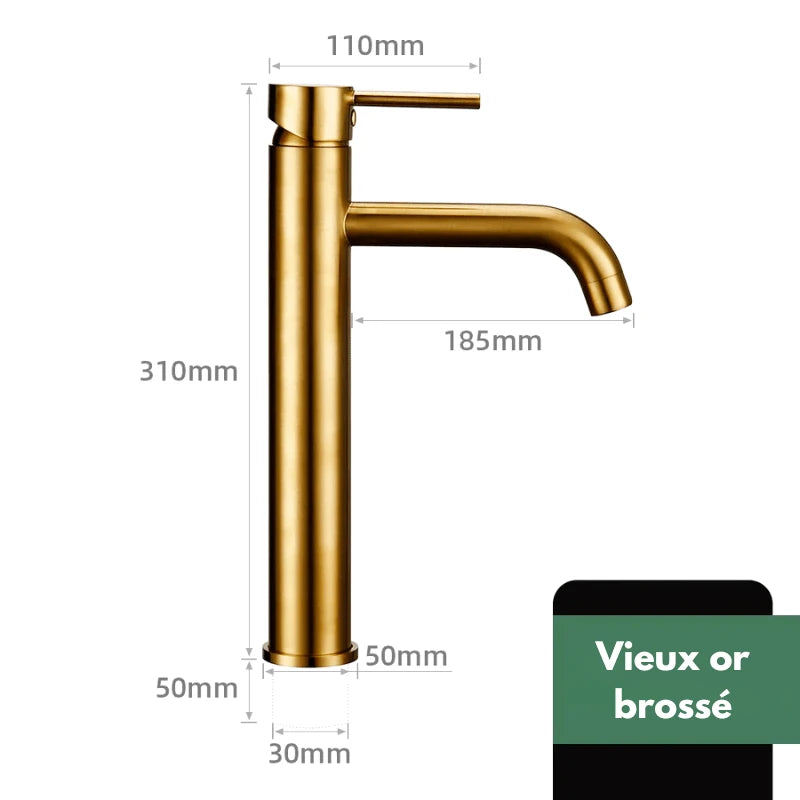 Robinet mitigeur de lavabo salle de bain en or – poignée ergonomique, installation facile et finition durable - Focett