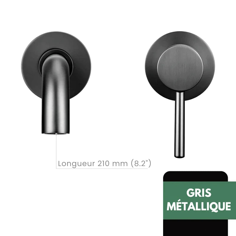 Robinet mitigeur salle de bain mural or avec bec rond – Contrôle précis température & débit - Focett