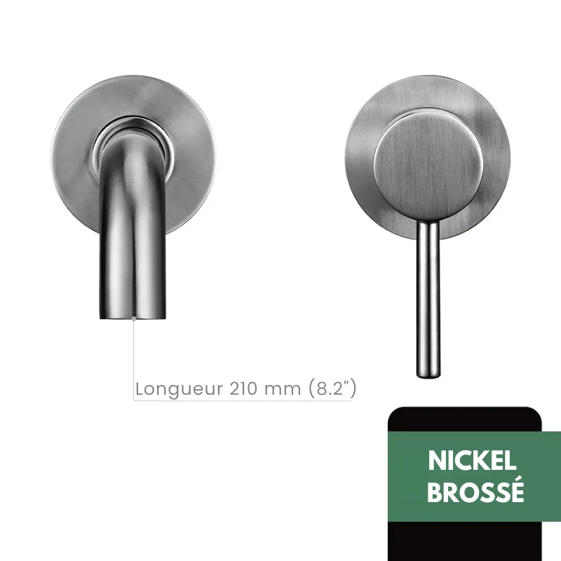 Robinet mitigeur salle de bain mural or avec bec rond – Contrôle précis température & débit - Focett