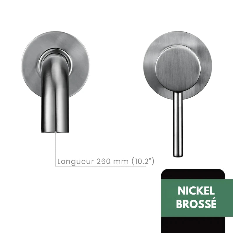 Robinet mitigeur salle de bain mural or avec bec rond – Contrôle précis température & débit - Focett