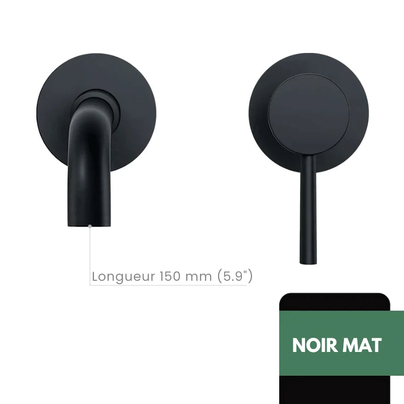 Robinet mitigeur salle de bain mural or avec bec rond – Contrôle précis température & débit - Focett