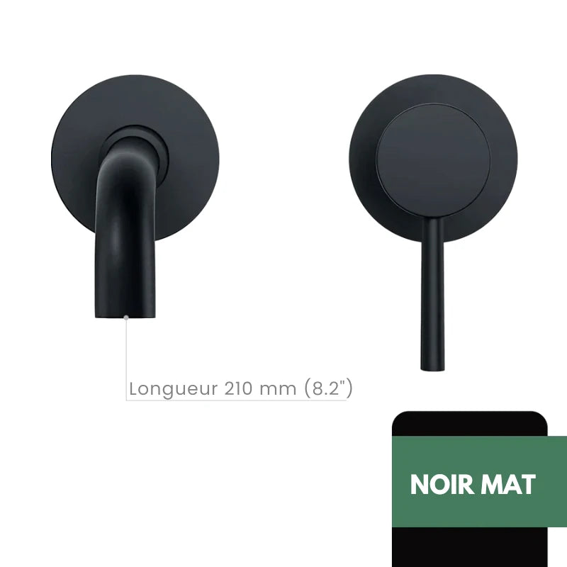 Robinet mitigeur salle de bain mural or avec bec rond – Contrôle précis température & débit - Focett