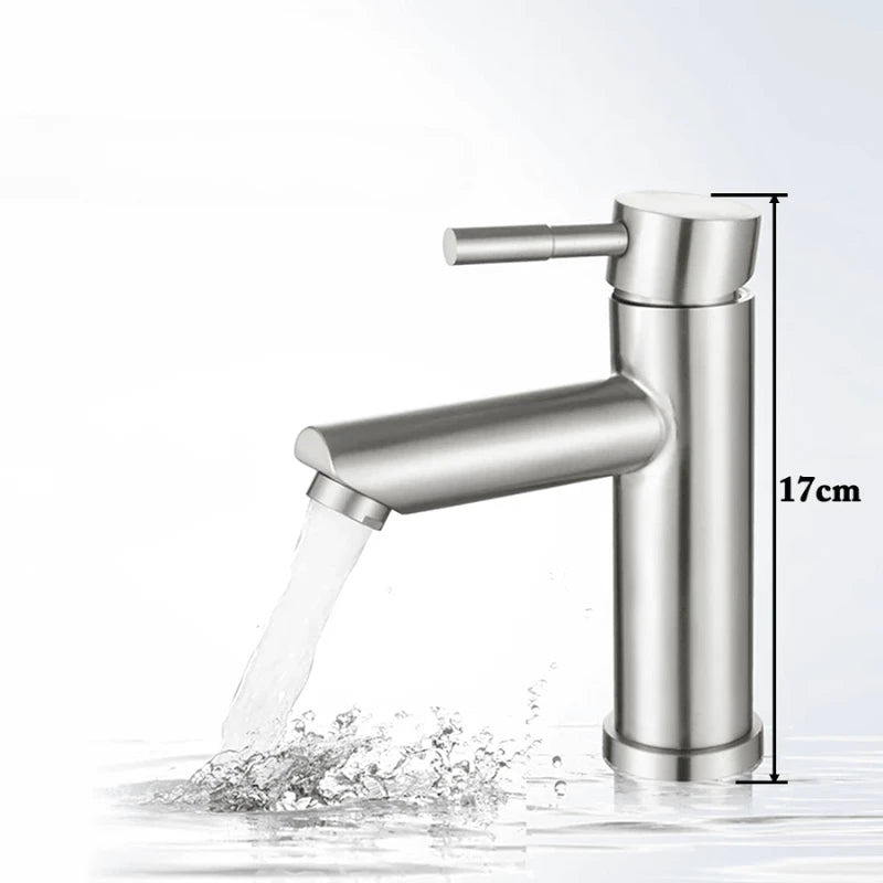 Robinet mitigeur de lavabo en nickel brossé – design épuré, poignée unique et finition mate brossée - Focett