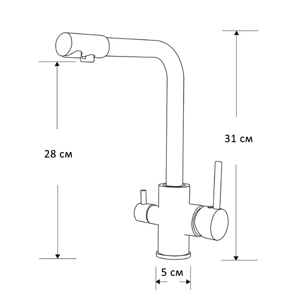 Robinet mitigeur de cuisine noir double sortie avec eau filtrée – laiton massif, rotation 360° et finition chrome poli - Focett