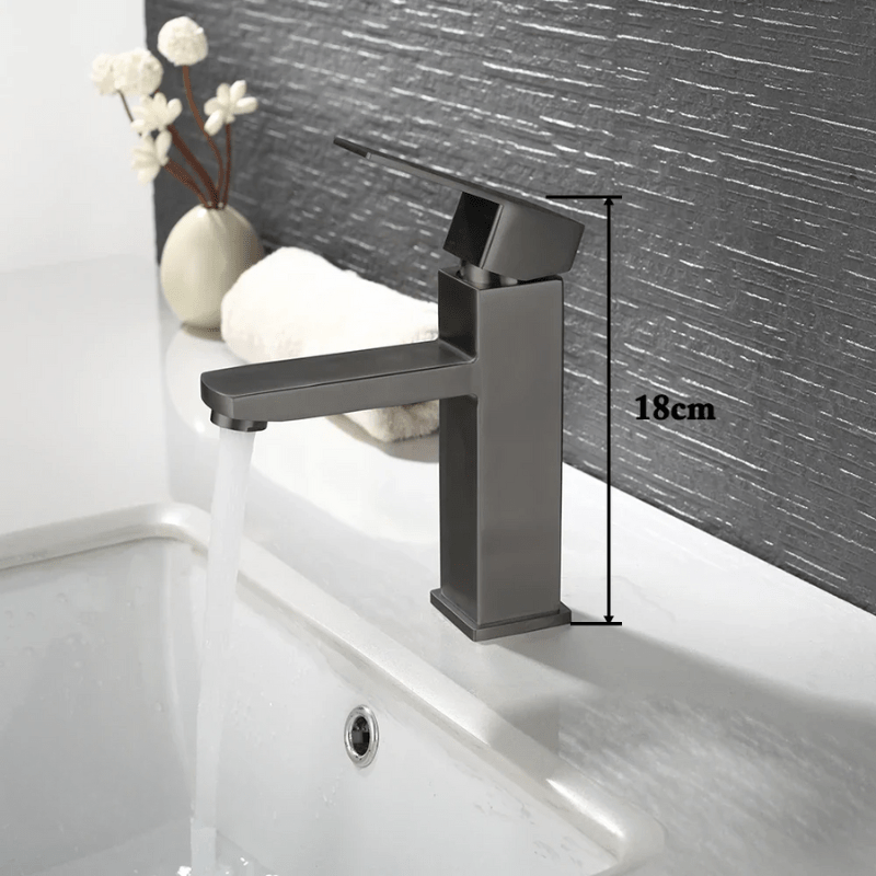 Robinet mitigeur de lavabo en nickel brossé – design épuré, poignée unique et finition mate brossée - Focett