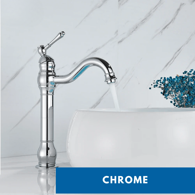 Robinet mitigeur de salle de bain chrome vintage – jet cascade, poignée monocommande et installation facile - Focett
