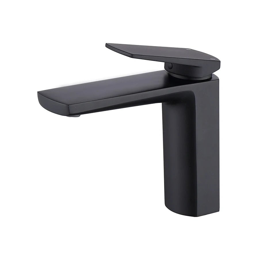Robinet mitigeur de salle de bain or brossé carré avec poignée latérale – laiton massif, régulation fluide et style moderne - Focett