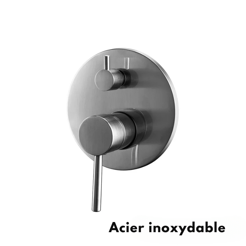Robinet mitigeur encastrable noir mat pour salle de bain – double poignée, bec fixe arrondi et finition anti - traces - Focett