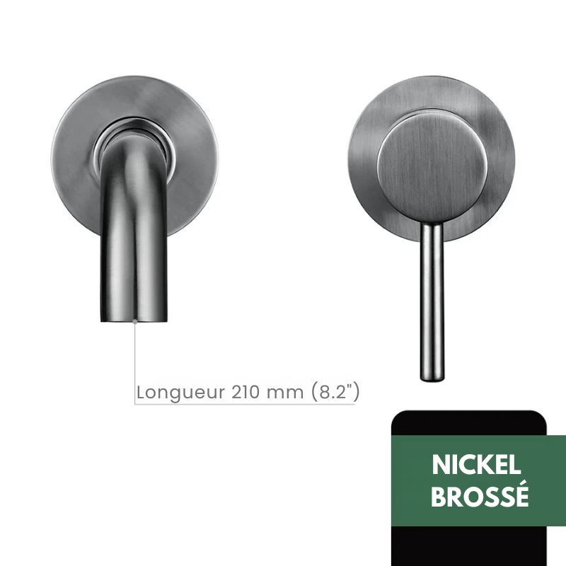 Robinet mitigeur salle de bain mural or avec bec rond – Contrôle précis température & débit - Focett