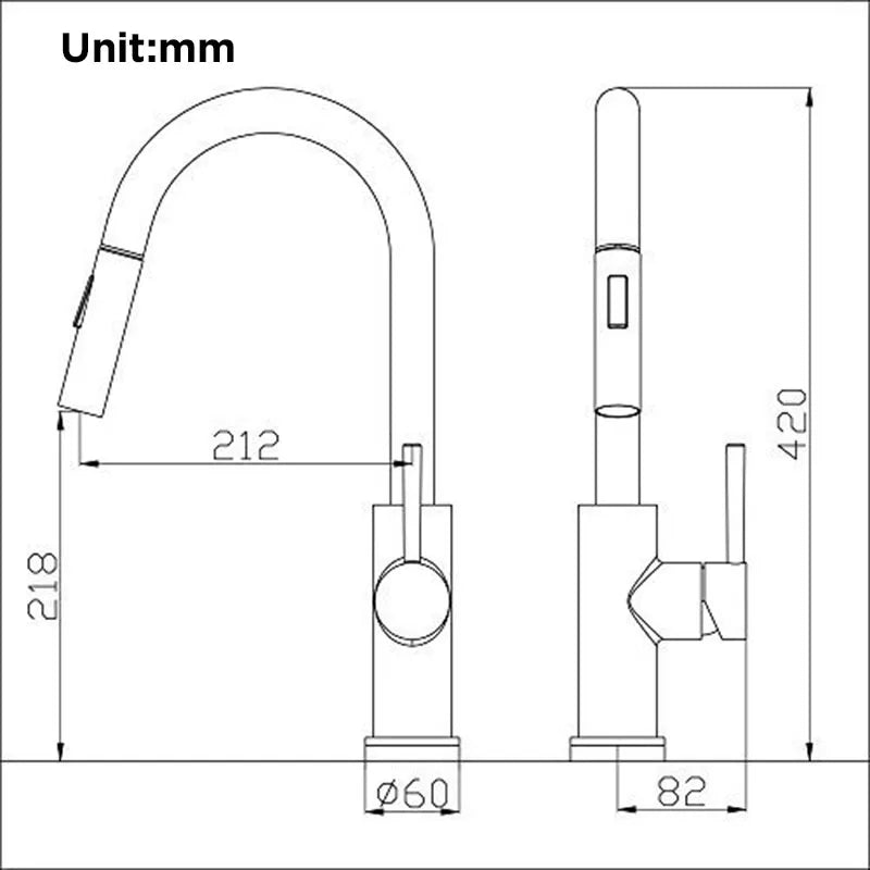 Robinet mitigeur tactile cuisine noir – détection sans contact, double jet, levier monocommande - Focett
