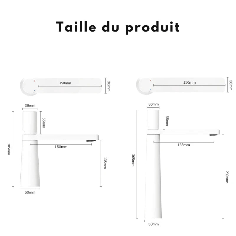 Mitigeur salle de bain noir contemporain – mitigeur compact avec poignée ergonomique et jet doux - Focett