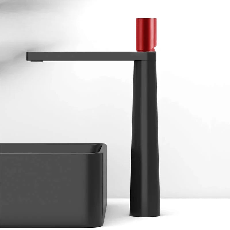 Mitigeur salle de bain noir contemporain – mitigeur compact avec poignée ergonomique et jet doux - Focett