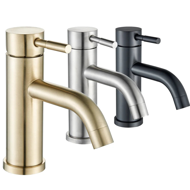 Mitigeur de lavabo or en laiton – finition brossée, jet doux et installation 1 trou - Focett