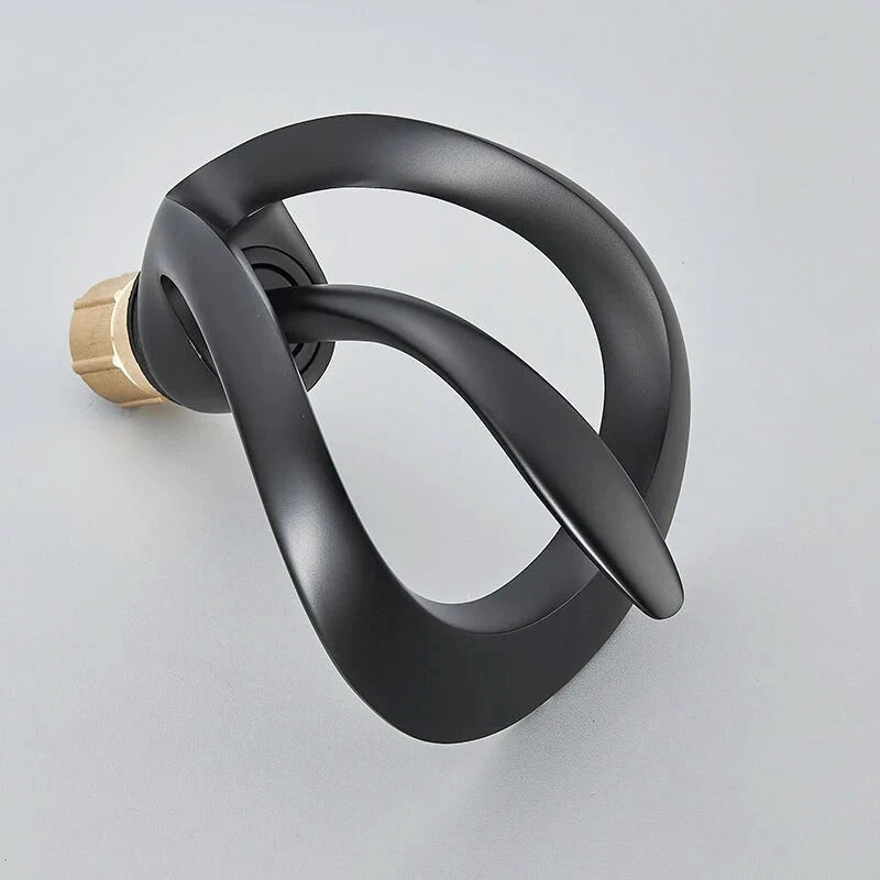 Robinet mitigeur salle de bain noir mat cascade en laiton – double régulation, style contemporain et finitions variées - Focett