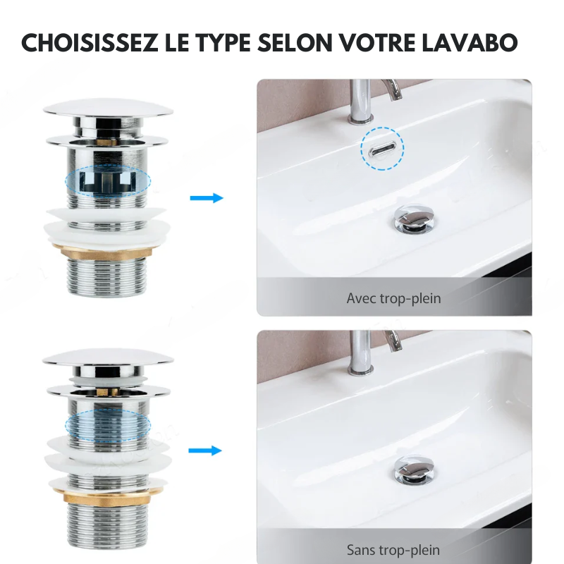 Bonde universelle – finitions luxe pour vasque/lavabo
