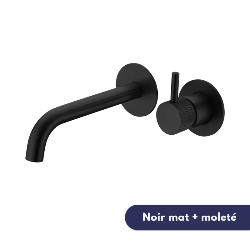 Robinet mural encastrable pour salle de bain – design en laiton massif avec poignée moletée