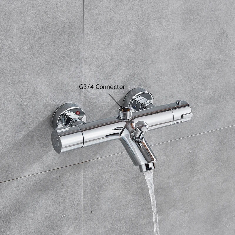 Mitigeur de douche encastrable chrome thermostatique – double poignée, contrôle précis de la température et finition chromée