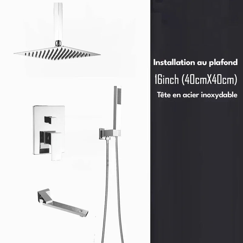 Colonne De Douche Diam 30 cm Chromé Foncé - Focett