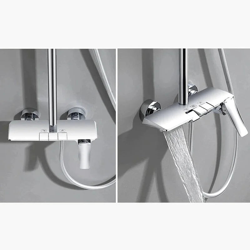 Colonne de Douche Thermostatique Or Brossé – Pommeau XXL 25cm” & Douchette 3 Fonctions, Design Moderne Minimaliste & Économie d'eau - Focett