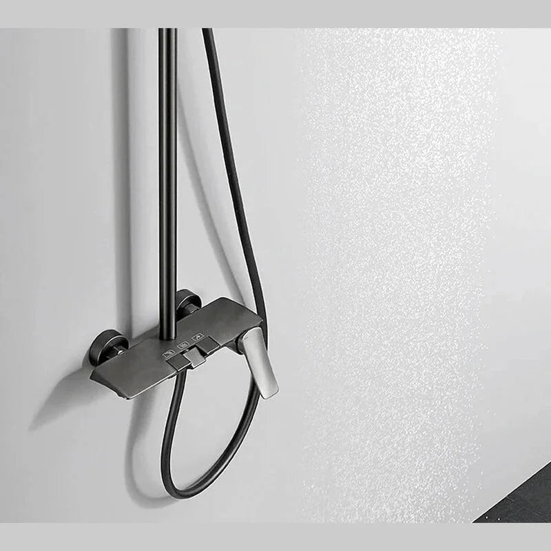 Colonne de Douche Thermostatique Or Brossé – Pommeau XXL 25cm” & Douchette 3 Fonctions, Design Moderne Minimaliste & Économie d'eau - Focett