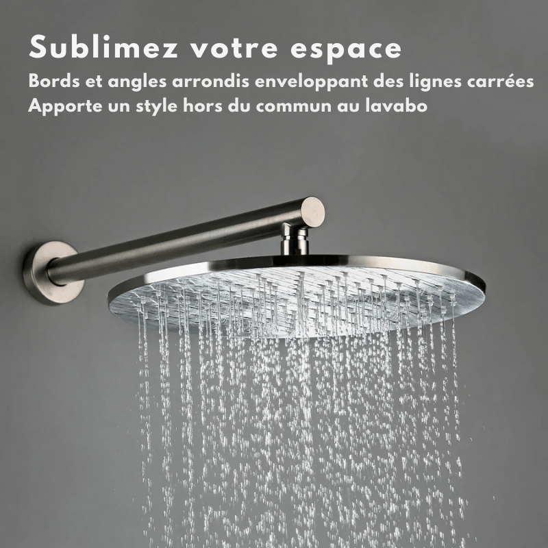 Colonne de douche encastrable gris chrome brossé – contrôle double avec poignée unique - Focett