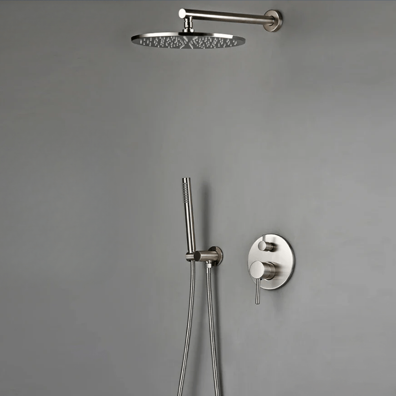 Colonne de douche encastrable gris chrome brossé – contrôle double avec poignée unique - Focett