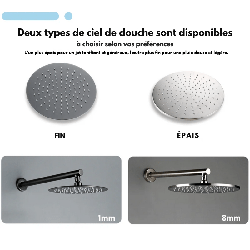 Colonne de douche encastrable gris finitions haut de gamme - Focett