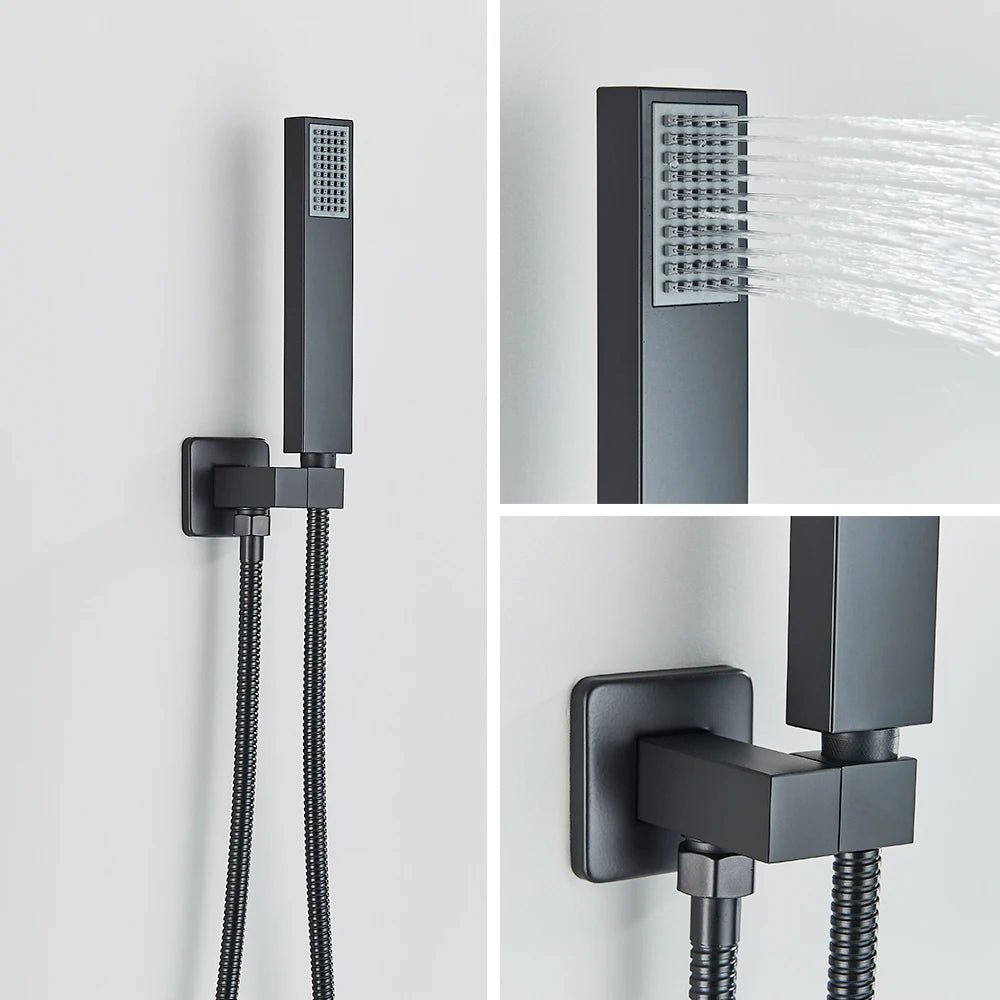 Colonne de douche encastrable noir – design intégré & mitigeur thermostatique - Focett