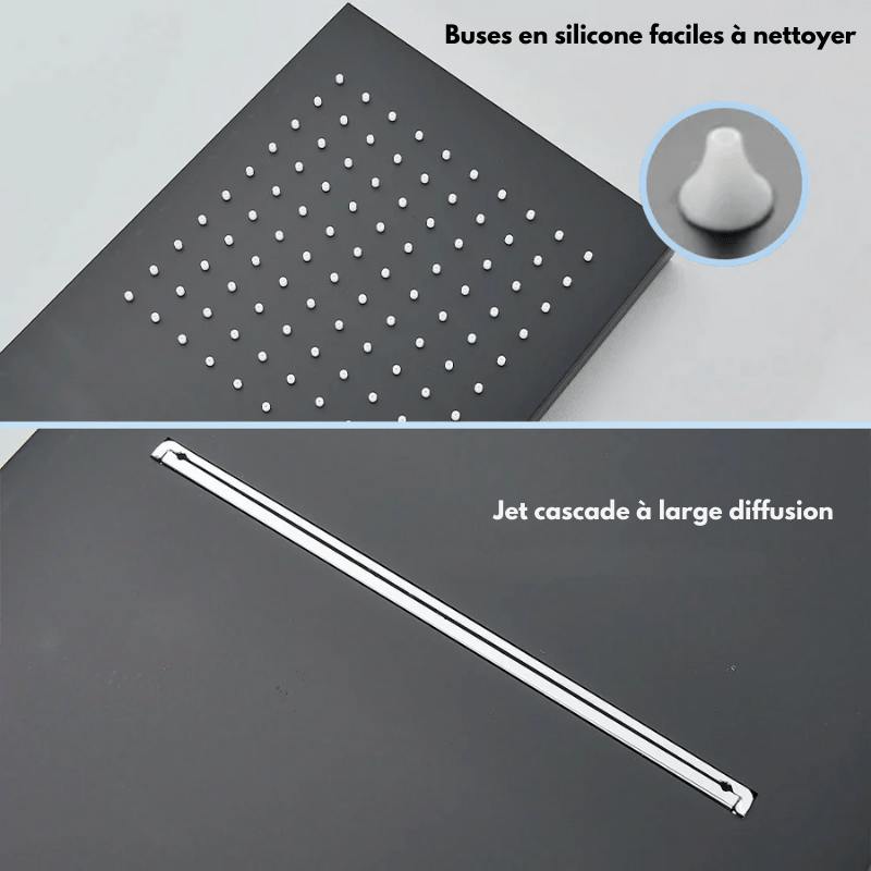 Colonne de douche encastrable noir – design intégré & mitigeur thermostatique - Focett