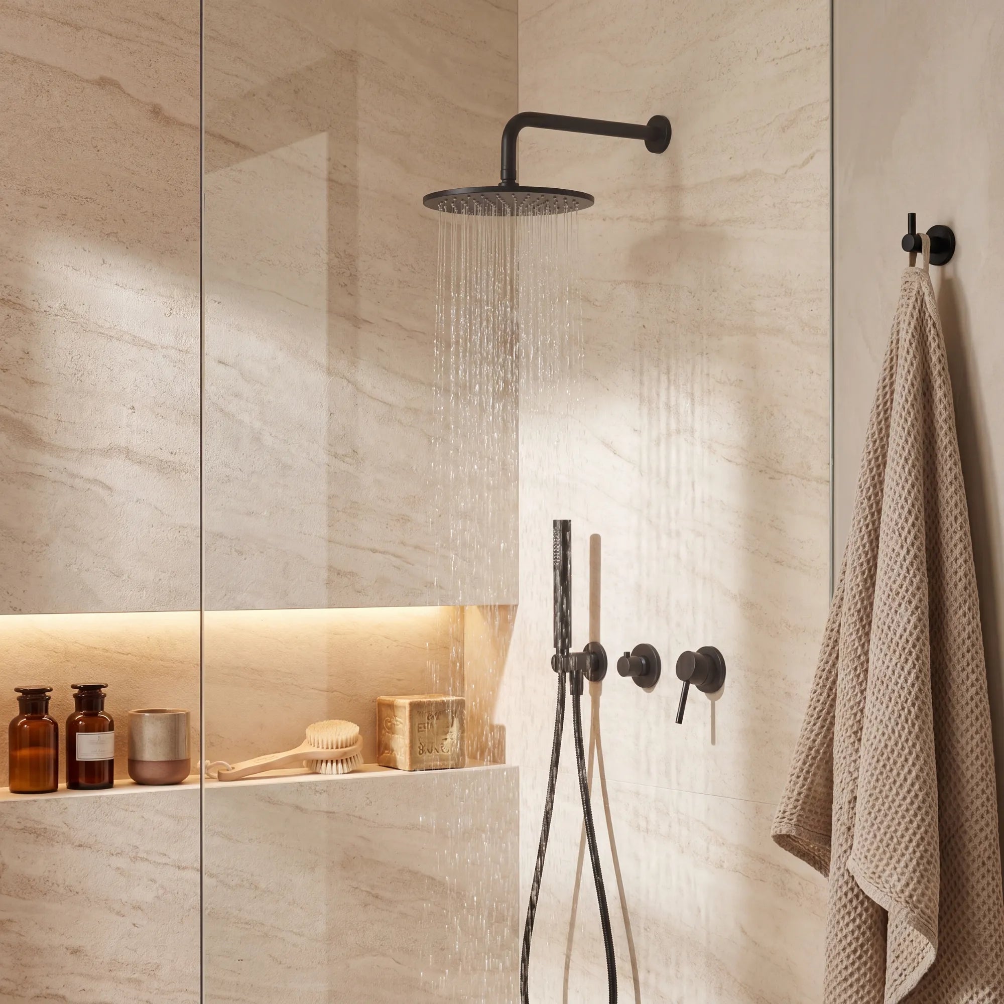 Colonne De Douche Encastrable Noir Mat
