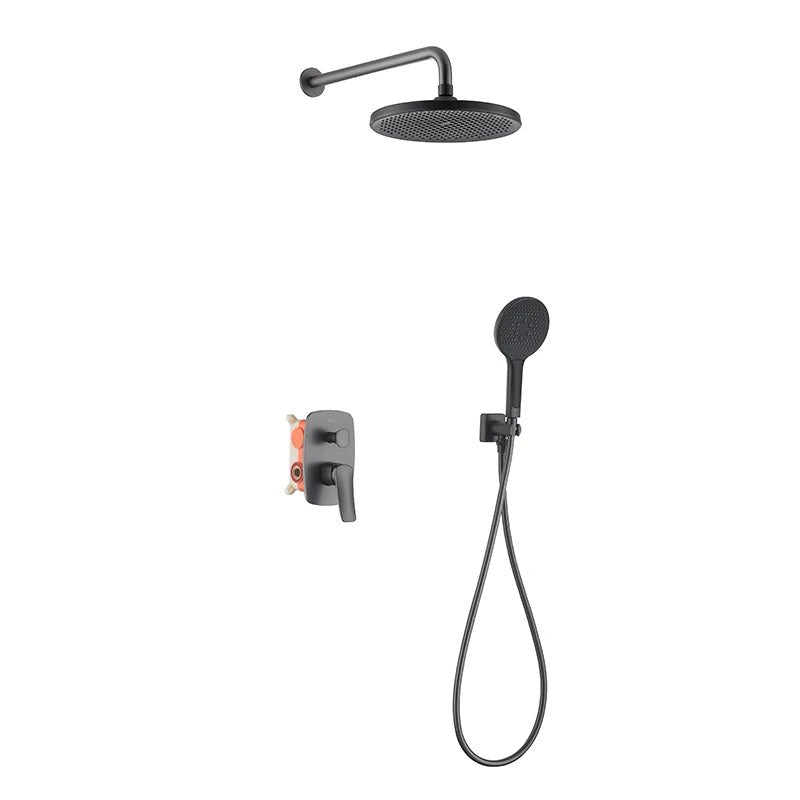 Colonne de douche encastrable or brossé avec mitigeur thermostatique - design minimaliste et jet pluie doux - Focett