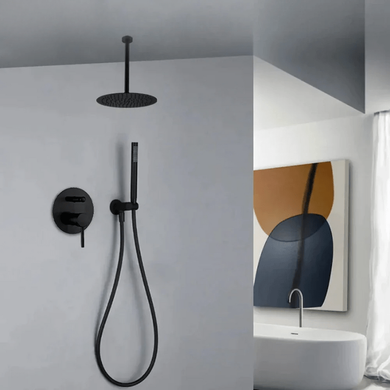 Colonne de douche encastrable plafond noir mat - Focett