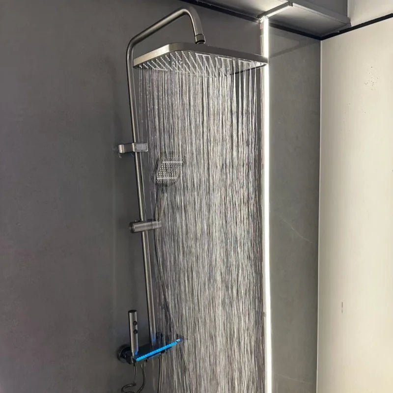 Colonne de Douche Grise en Acier Inoxydable avec Écran LED & Hauteur Ajustable – Confort, Sécurité & Design Moderne - Focett