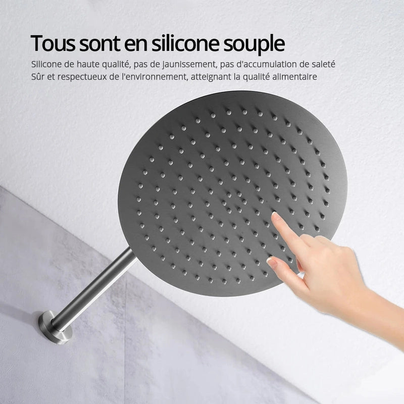 Colonne de douche grise encastrable 3 sorties d'eau - Focett