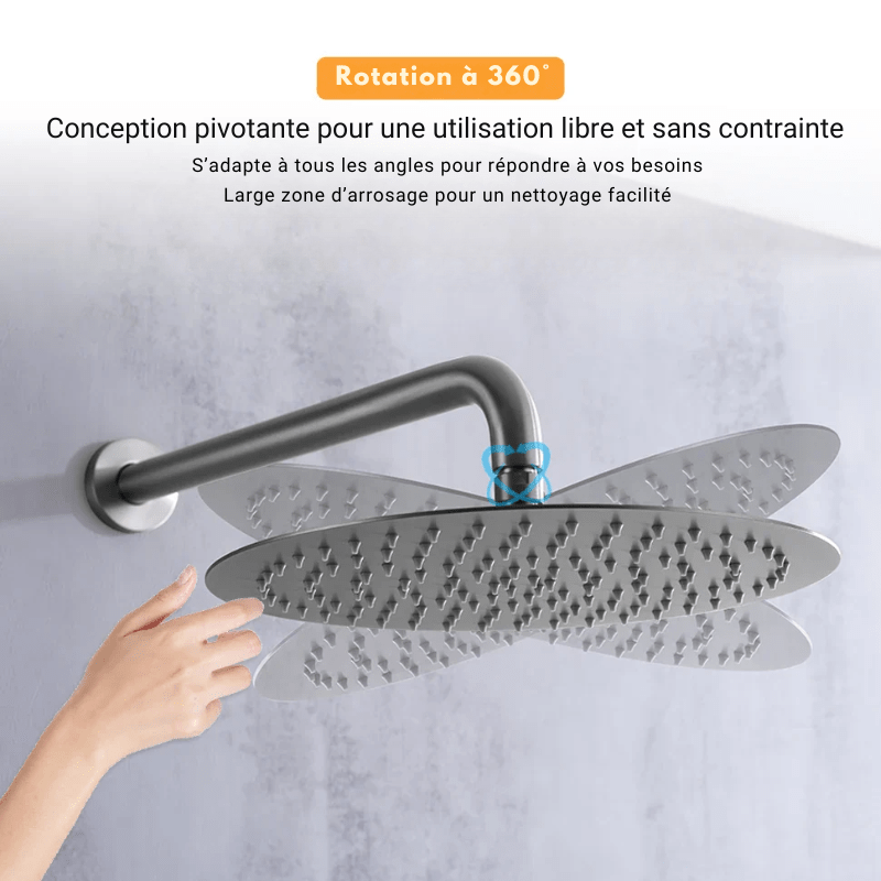 Colonne de douche grise encastrable 3 sorties d'eau - Focett