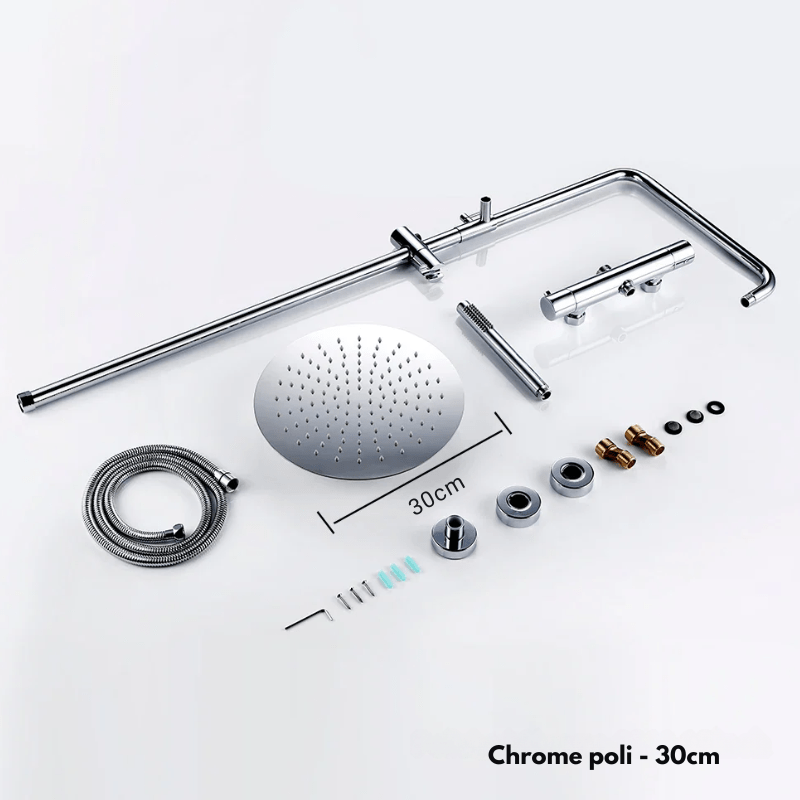 Colonne de douche grise thermostatique finition gris brossé - Focett