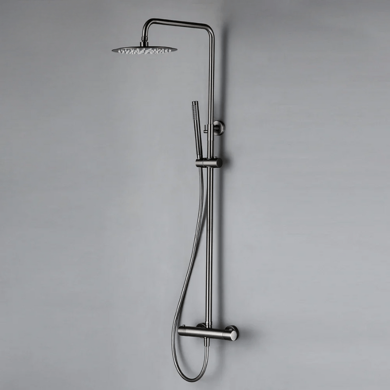 Colonne de douche grise thermostatique finition gris brossé - Focett