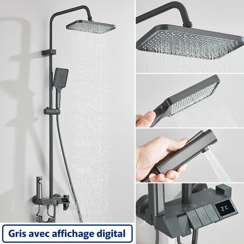 Colonne De Douche Noir Avec Tablette