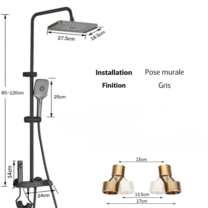 Colonne De Douche Noir Avec Tablette